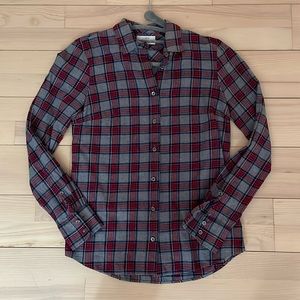 J. Crew Red and Gray Checkered Button-up Blouse - Sz 00